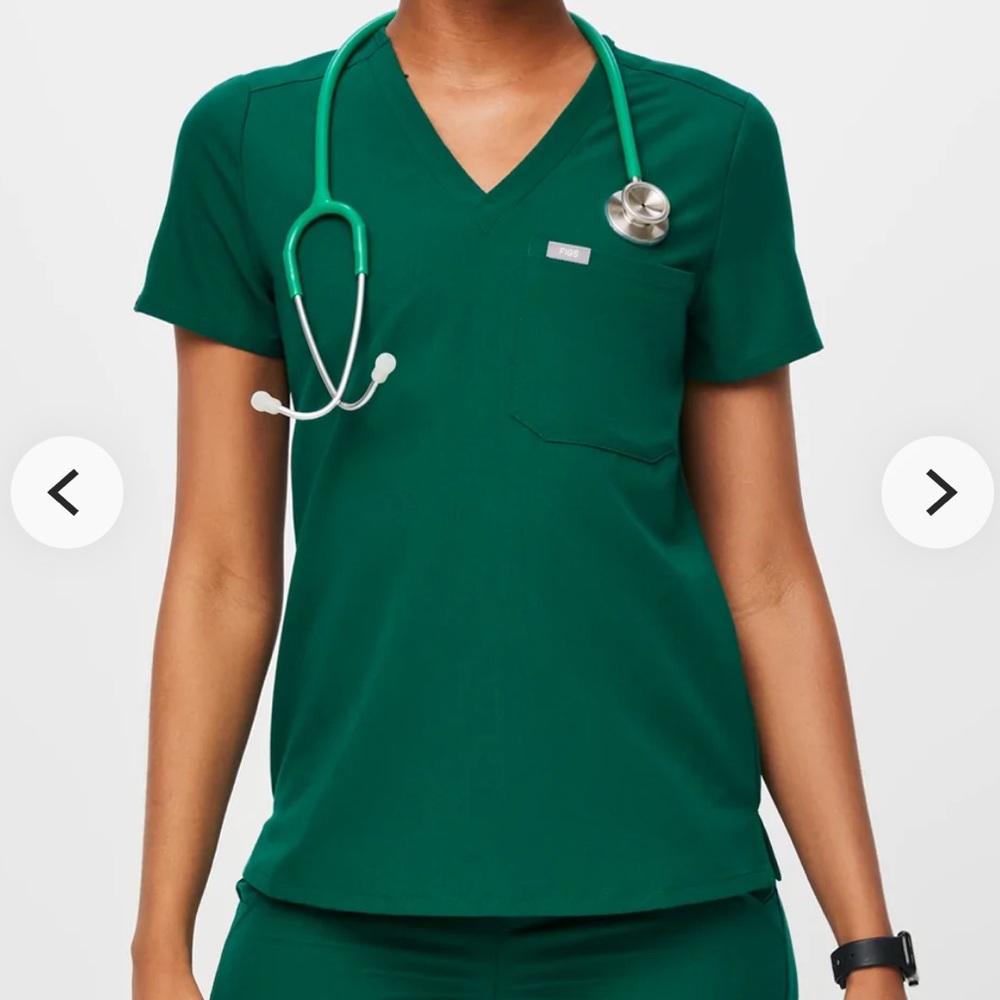 FIGS Women’s Hunter Green Catarina One Pocket Scrub Top ONLY